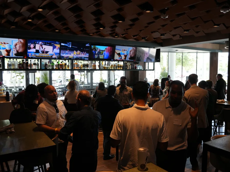 Small Talk guests gathered at Moxies