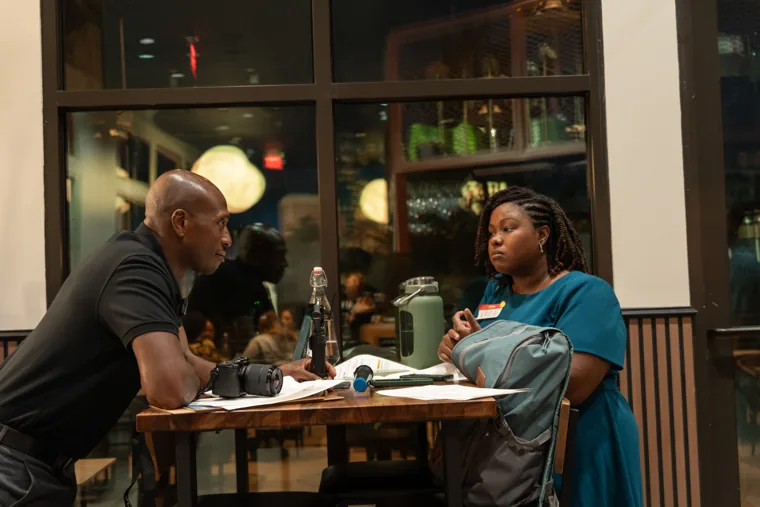 Small Talk guests talking at City Cellars
